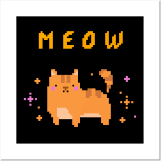 Retro 8-bit Cat Posters and Art